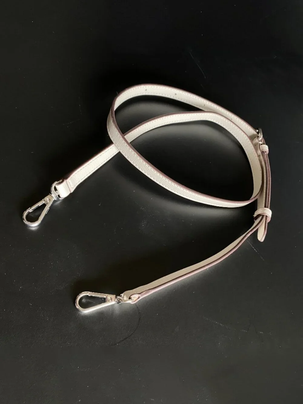 DKNY Ivory Off White Adjustable Shoulder Bag Replacement Strap Silver Tone